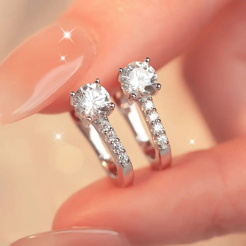 Fine Jewelry Pass Diamond Tester Pen Moissanite Hoop Earrings For Women With GRA S925 Sterling Silver For Women Ear Clasps