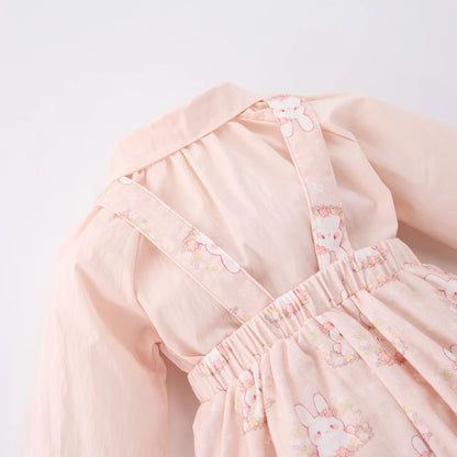 Infant carrycot pants set - Korean style - Girls' baby dress with sweet and stylish design - Cute rabbit print - Two-piece set