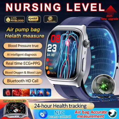 Sapphire Glass Air Pump Airbag Test Three High Smart Watches Men ECG Heart Rate Blood Pressure Health Tracker NFC Smartwatch