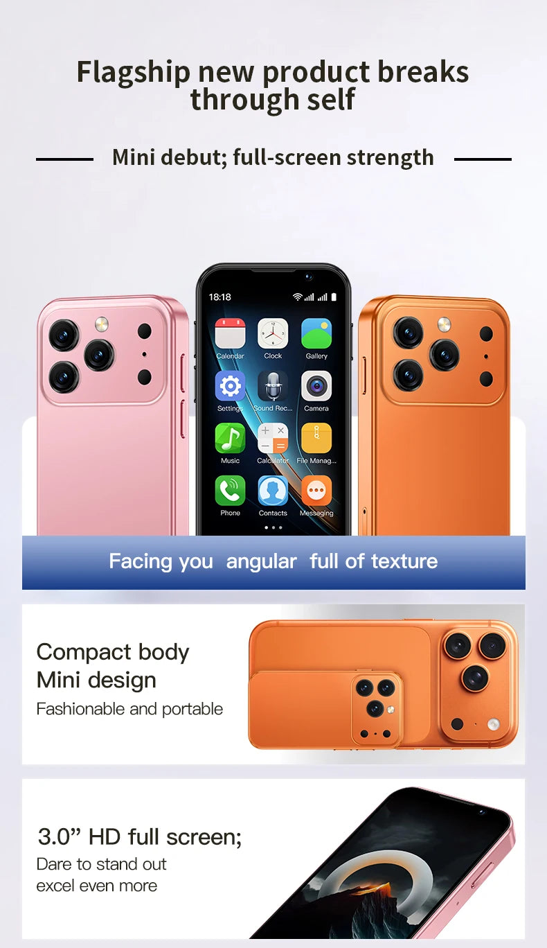 SOYES i17 Mini Smartphone 3.0" Display 2GB RAM 16GB ROM Dual SIM Standby Dual Camera Android 9.0 Multi Apps Support Small Phone