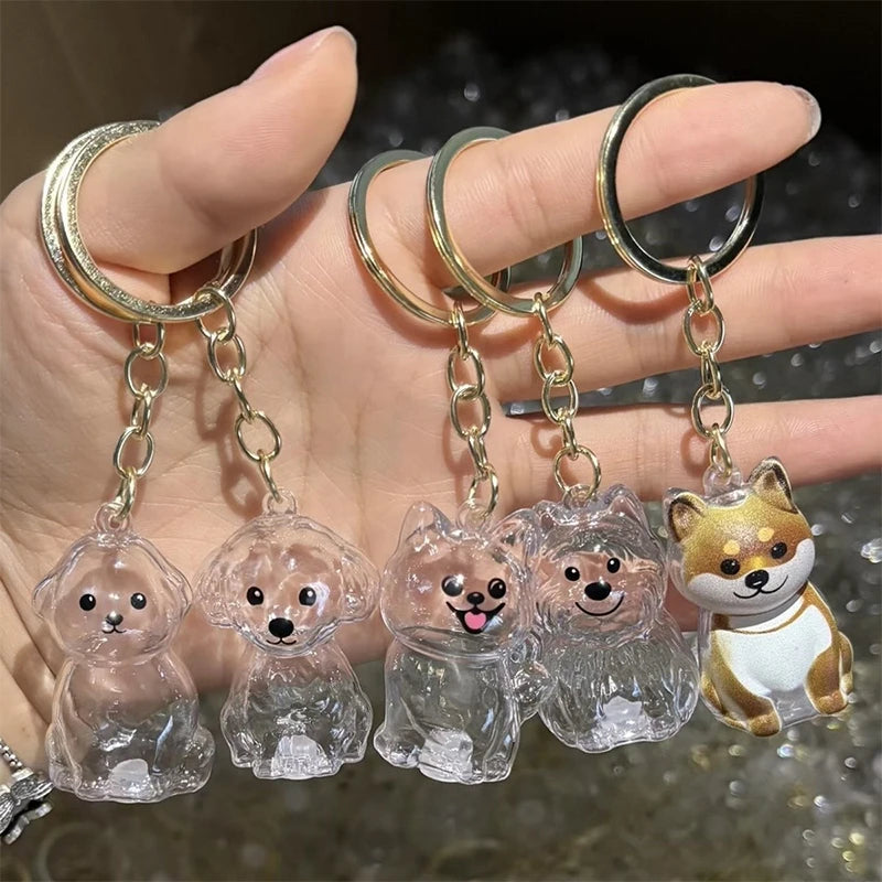 Cute Clear Puppy Hair Memorial DIY Pendant Keychain Decor Keepsake Capsule Pet's Dog Fur Container Pet Lovers Home Display Gifts