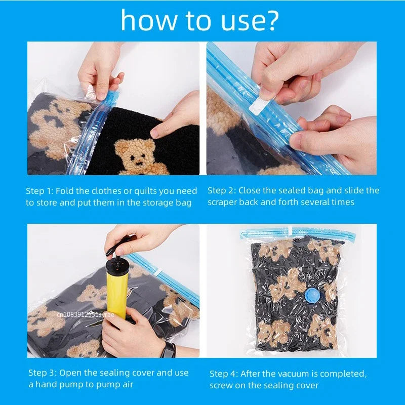 3/5pcs Travel Compression Bags, Travel Essentials Vacuum Storage Bags Space Saving Bags for Suitcases Organizer For Clothes