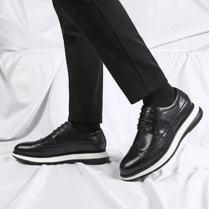 Men's Casual Leather Thick Soled Simple Walking Shoes Fashion Oxford Shoes High End British Style Office Business Dress Shoes
