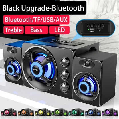 3D Hifi Stereo USB Active Bluetooth Speaker Computer Multimedia RGB Subwoofer AUX, USB, TF Suitable for TV, Computer Audio