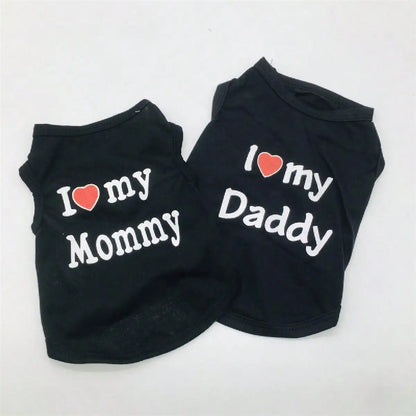 Dog Vest, "I Love My Daddy" Puppy T-Shirt, Summer Sleeveless Vest, Pet Clothing