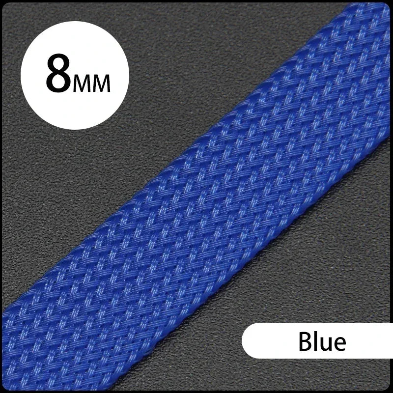 1~50M PET Braid Sleeve High Density 8mm Insulated Expandable Braided Wires Organizer Cable Wrapping Sheath Protector