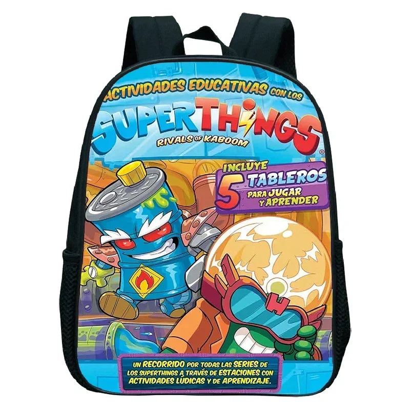 SuperThings Backpack Toddler Cartoon Schoolbag Boys Girls Kindergarten Bag Waterproof Kids Bookbag 12 Inch