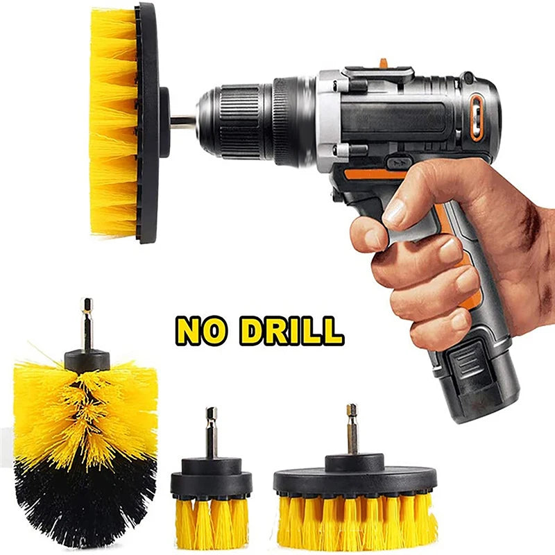 Electric Scrubber Grill Brush Kit 2/3.5/4'' Power Cleaning Brush for Car Bathroom Floor, Tub Shower Grout Nylon Attachments