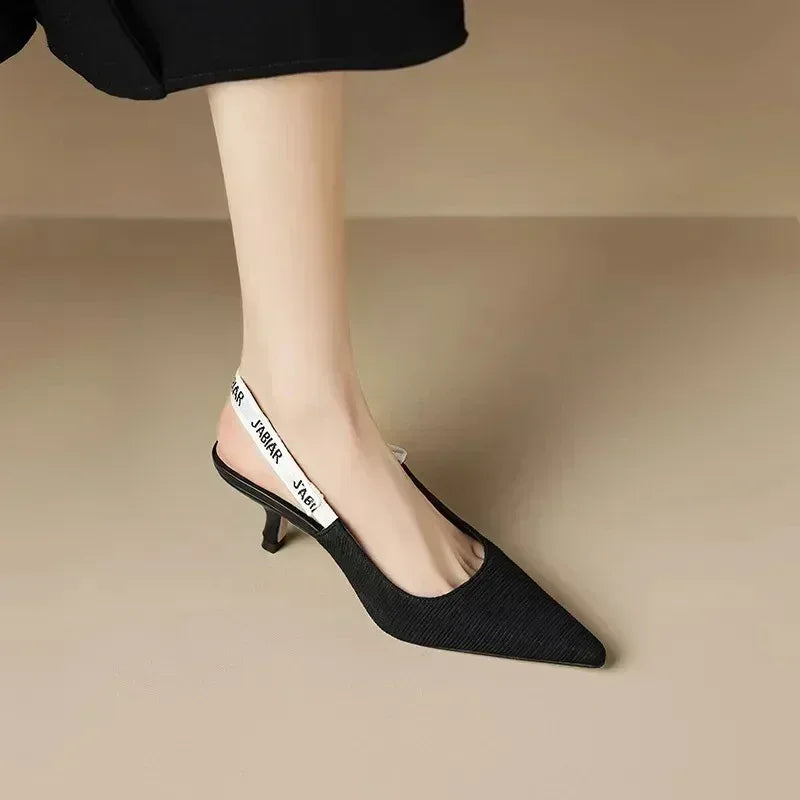 High Heels Women Sexy Sandals Mid Heels Slingback Summer Slippers 2025 Fashion Luxury Pumps New Flip Flops Shallow Mujer Slides