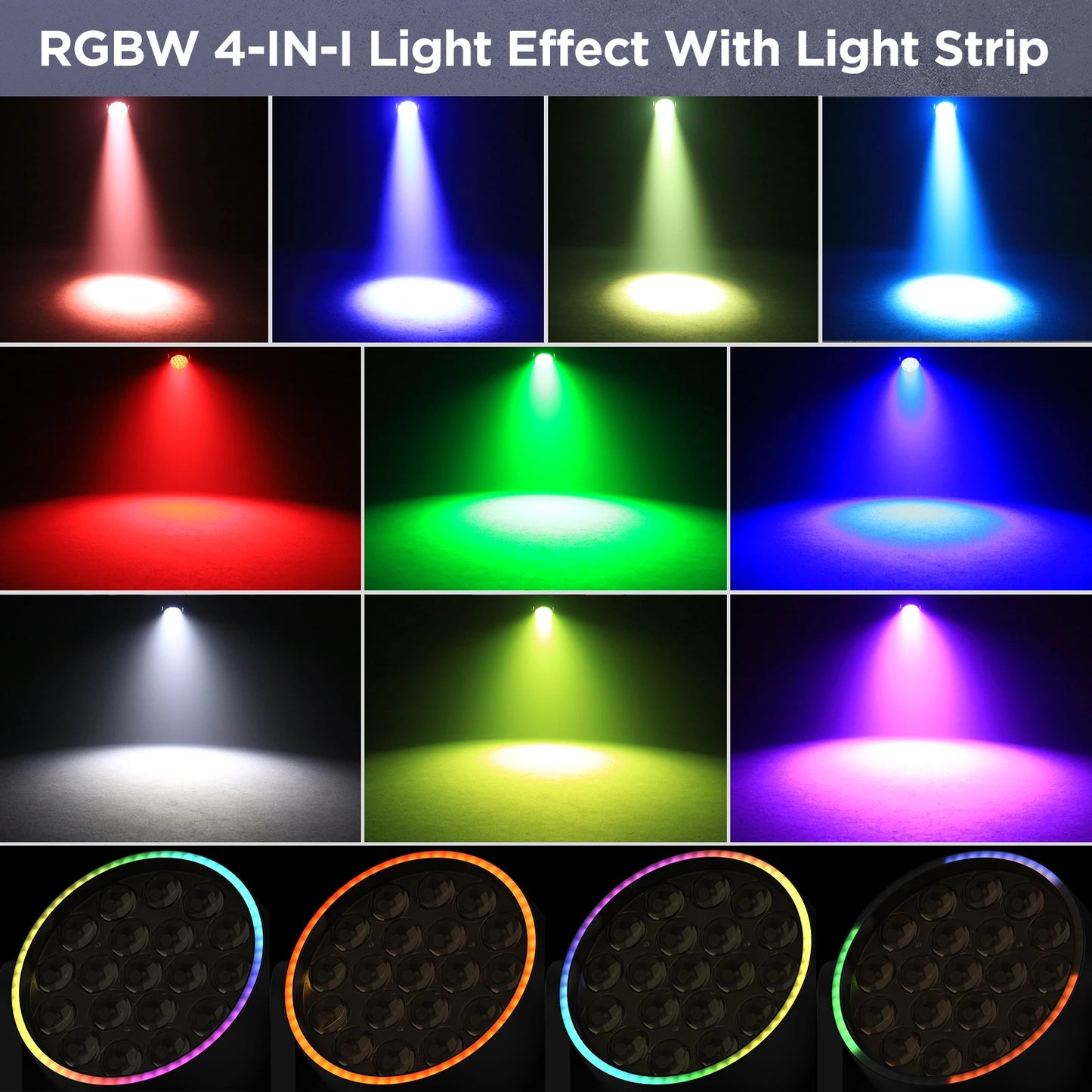 U'King 2Pcs 220W Beam Wash Zoom Moving Head Lights With Light Strip19X15W RGBW LED Stage Light DMX512 DJ Light For KTV Bar Party