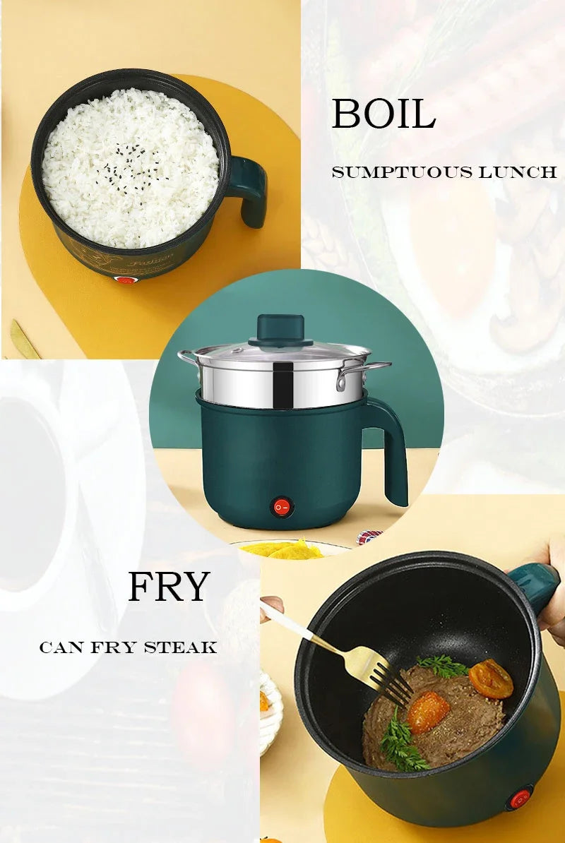 Mini Electric Rice Cooker Non-Stick Single/Double Layer Multifunction Cooking Machine Hot Pot for Home Use