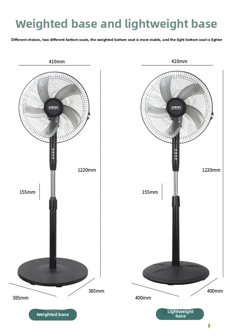 Household Silent Remote Control Standing Fan-5-Blade Powerful Oscillating Fan with Energy-Saving Motor, Adjustable Height