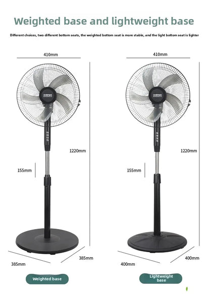 Household Silent Remote Control Standing Fan-5-Blade Powerful Oscillating Fan with Energy-Saving Motor, Adjustable Height