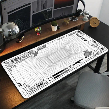 Perspective Grid Desk Mat Gaming Mat Pad on The Table Office Gamer Accessorie Keyboard Mat White Mouse Pad Mouse Carpet  playmat