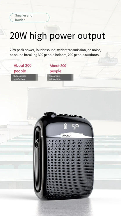 20W 2.4G Wireless / Wired Voice Amplifier Microphone Bluetooth 5.0 SpeakerTeacher School Tour Guide Portable FM Radio Megaphone