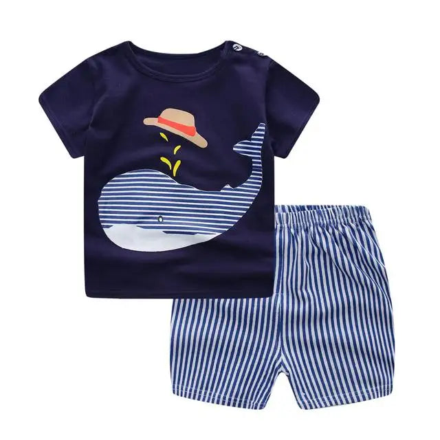 New Arrival Toddler Boy Kids Clothes Lion Print Short Sleeve T-shirt + Shorts 2 Piece Set Baby Boy Girl Cloths Outfit