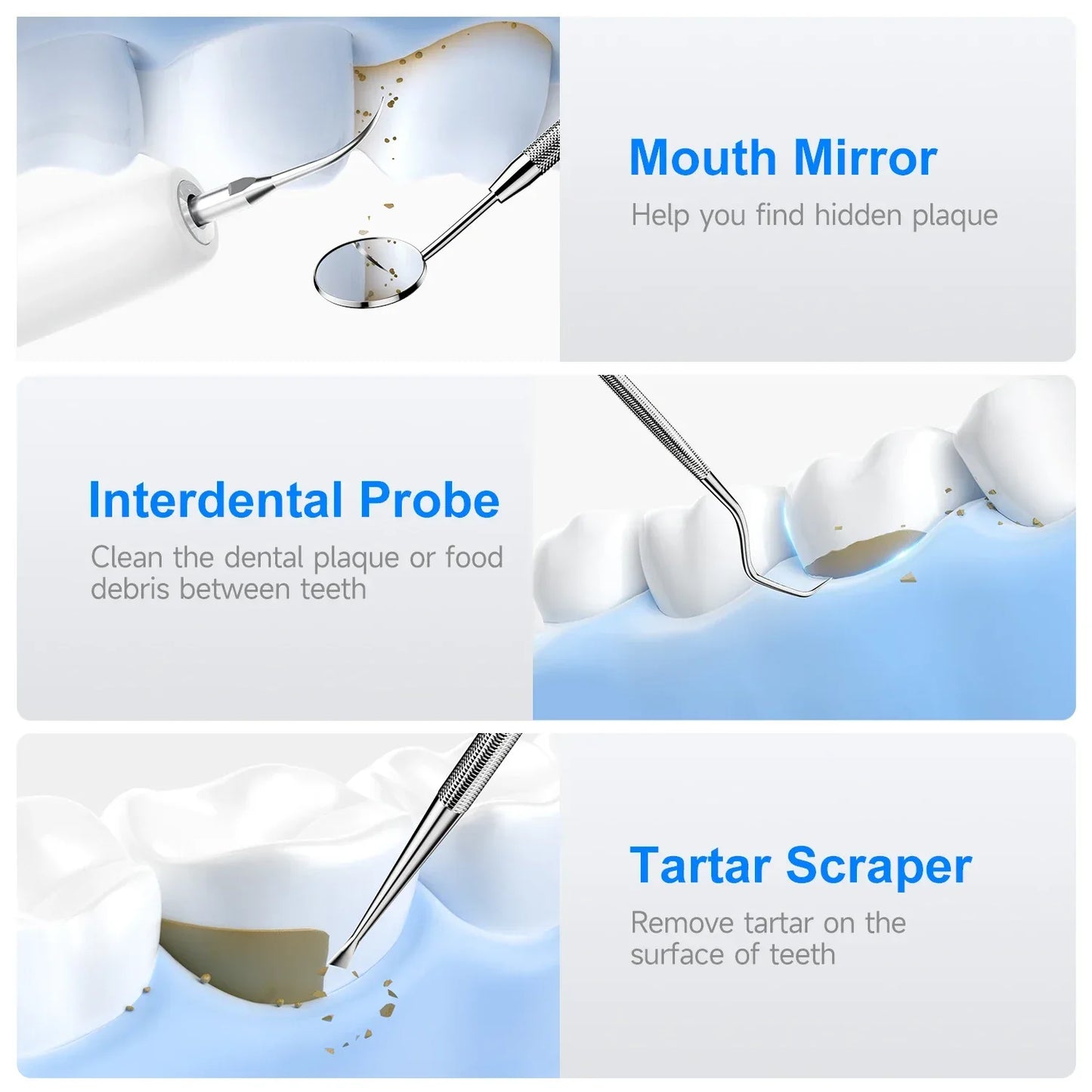 Ultrasonic Electric Dental Scaler High Frequency Vibrating Teeth Cleaner Plaque Calculus Tartar Stains Remover 5 modes with LED