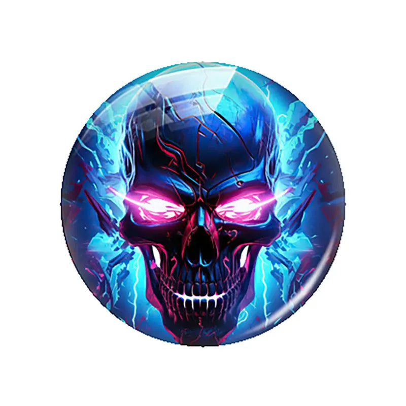 Breloques cabochons en verre à dos plat, style gothique sombre, tête de mort et fleur, pour la création de bijoux DIY. Démonstration de camée à dos plat pour la fabrication de bijoux DIY.