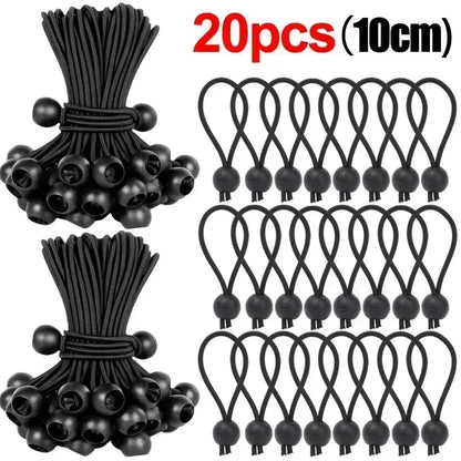 50/10pcs Bungee Ball Tarps Canvas Tarpaulin Flagpole Ties Cord Ends Elastic Rope Lace Fixed Boat Pole Camping Tent Accessories