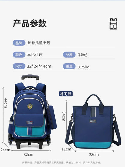 School Bag Kids Rolling Backpack for Boy Girls Wheeled Backpacks With Wheels Trolley Bookbag Carry on Luggage with Shoulder Bags