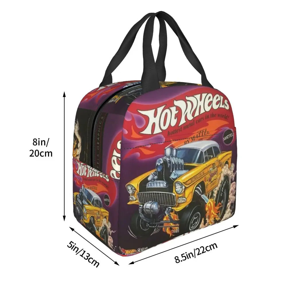 Custom Hot Wheels For Fans Thermal Insulated Lunch Bag Cartoon Sport Car Portable Lunch Container Travel Multifunction Food Box
