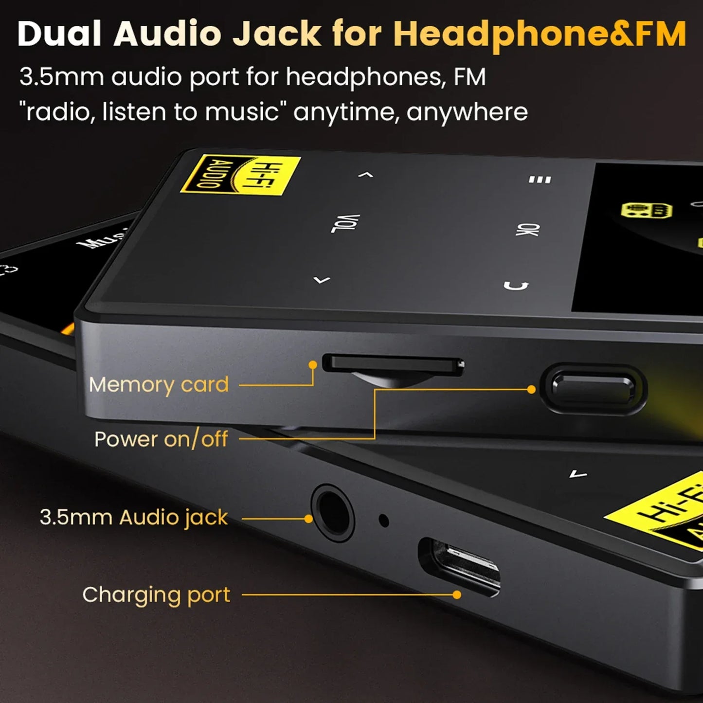 Hi-Fi MP3 Player with Bluetooth and WiFi Lossless DSD High Definition Portable Hi-Fi Digital Audio Music Player Voice Recorder