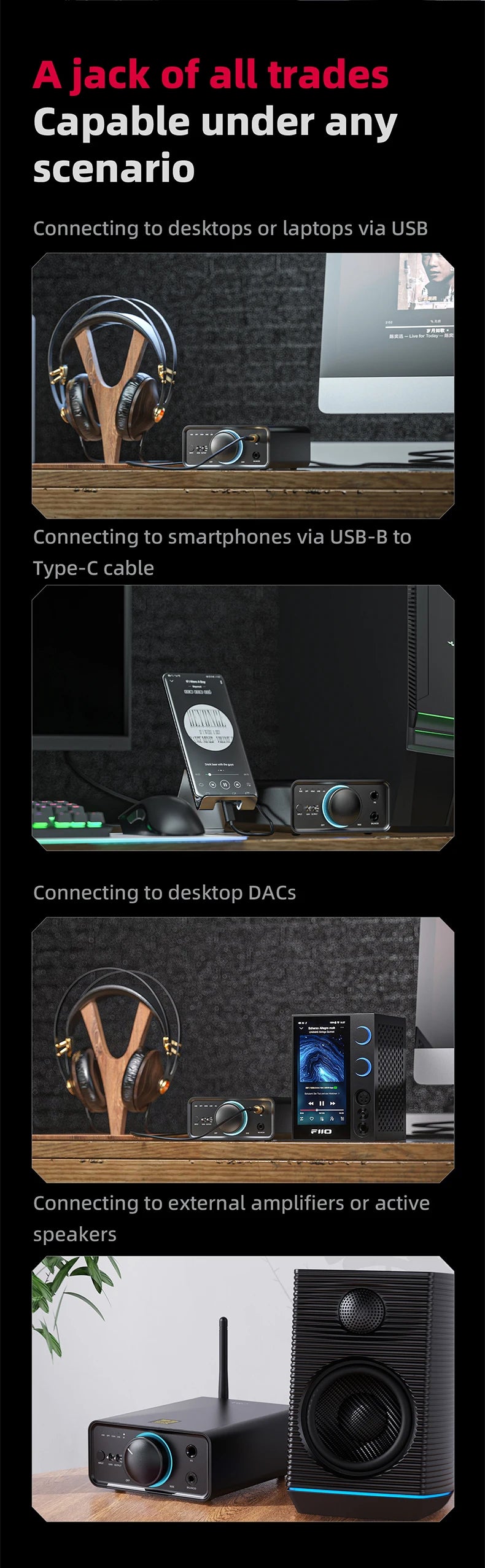 FiiO K7/K7BT  Balanced HiFi DAC Headphone Amplifier AK4493S*2, XMOS XU208 PCM384kHz DSD256,USB/Optical/Coaxial/RCA Inputs