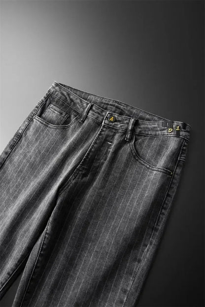 Trousers Skinny Luxury Men's Jeans Stripe Slim Fit Man Cowboy Pants with Pockets Tight Pipe Soft New in Plus Size Trend 2024 Xs