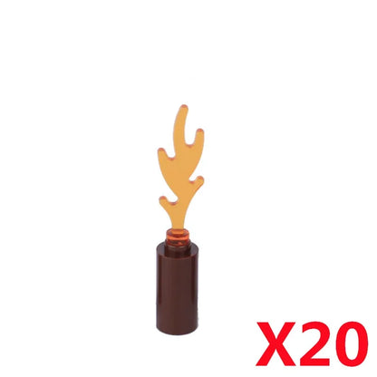 MOC Medieval Campfire Building Block Flame Wave Candle Transparent Wine Bottle Educational Toy Compatible Accessories Brick K054