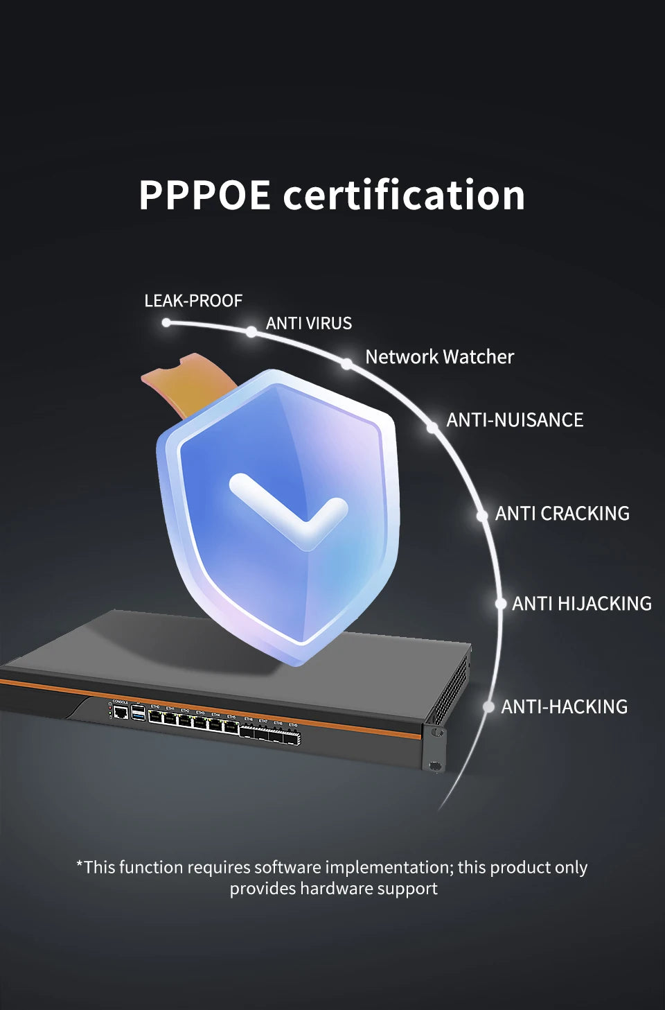Partaker Firewall Hardware VPN Firewall Appliance 6 X LAN 4 X 10G SFP Intel Quad Core C3758 C3958 1U Firewall Server OPNsense