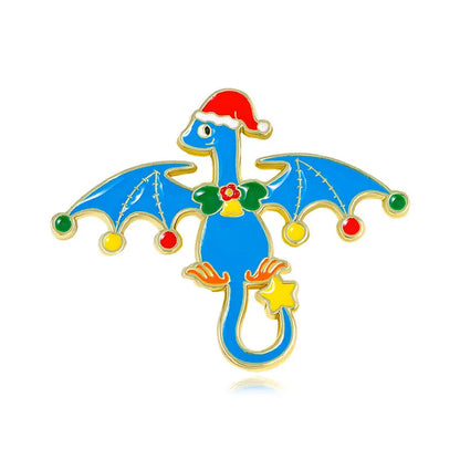 4pcs Cute Cartoon Dinosaur Enamel Brooch Creative Christmas Day Holiday Gift Lapel Pin Badge Backpack Clothing Hat Accessories