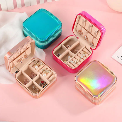Jewelry Case Box Portable Small Travel Jewelry Organizer Necklace Earring Ring Storage Display Gift Box Travel Essentials