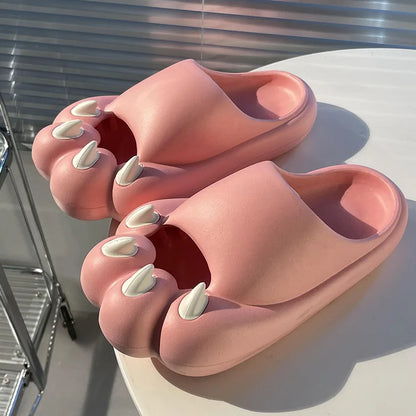 Cute Tiger Paw Slippers Men New Summer Outdoor Slides Shoes Unisex Funny Cartoon Bear Cat Claw Lovers Slipper Novelty Flip Flops