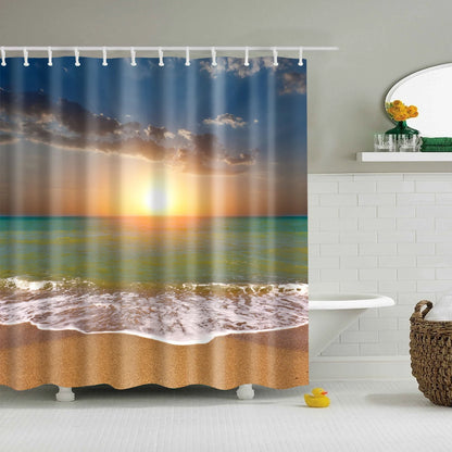 Customized Blue sky Beach Shower Curtain Modern scenery print Bathroom 3D Blackout curtain Large 180x200cm for bathroom cortina