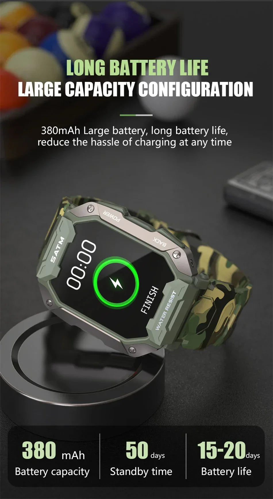 Smart Watch Men Swim IP68 ATM Waterproof Smart Clock Outdoor Sports Fitness Tracker Health Monitor Smartwatch For Android IOS