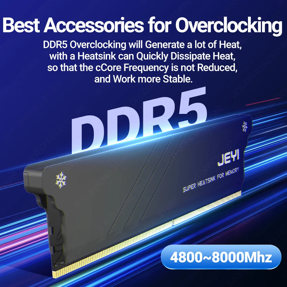 JEYI RAM Heatsink DDR2 DDR3 DDR4 DDR5 Aluminum Cooling Heatsink Memory With Thermal Pads Desktop for PC Easy Installation