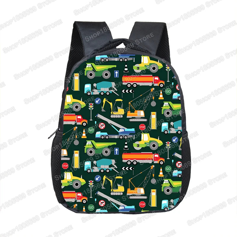 Truck/Ambulance/Car/Tractor Backpack Children's 12 Inch Kindergarten School Bag Cartoon Printing Excavator Backpack