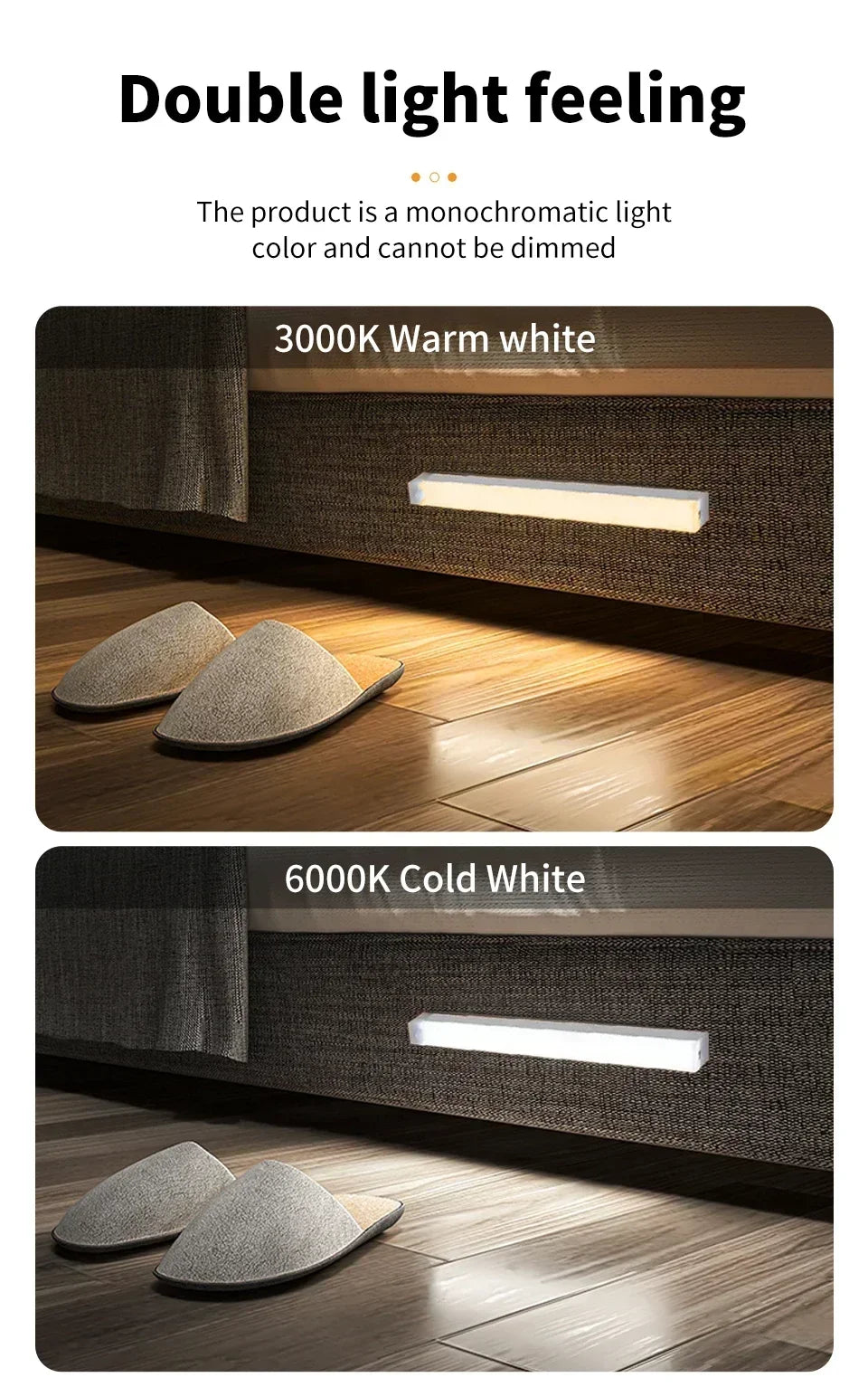 LED Long Strip Body Sensor Night Light Desk Reading Light Cabinet Bedside Bathroom Cool/Warm Light Rechargeable Magnetic Light