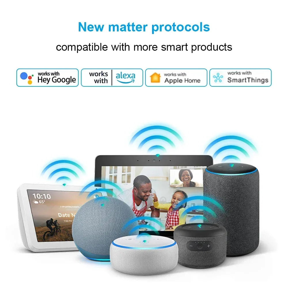Matter 16A WiFi mini Smart Switch Pass-through Disconnect Dual Control Outletorks Remote Control Timer  Work with HomeKit Alexa