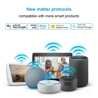 Matter 16A WiFi mini Smart Switch Pass-through Disconnect Dual Control Outletorks Remote Control Timer  Work with HomeKit Alexa