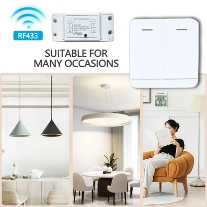Tuya WIFI Switch 433MHz Smart Home Automation Relay Module 1/2/3 Gang Wireless Wall Switch Home Control Works with Alexa Google