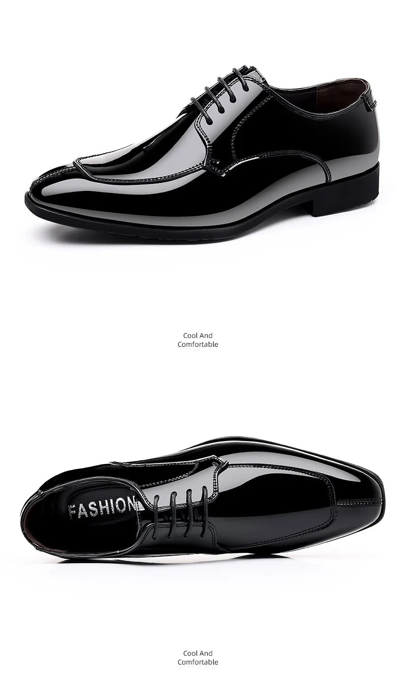 Business Men's Dress Shoes Patent Leather Trend Mens Party Shoe Soft Sole Casual Shoes Plus Size 38-48 Men Shoes High Quality