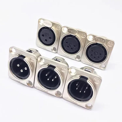 5pcs XLR Connector 3pin 4pin 5pin Male Female Panel Audio Microphone Jack Plug Connector Copper Contact Metal XLR Socket