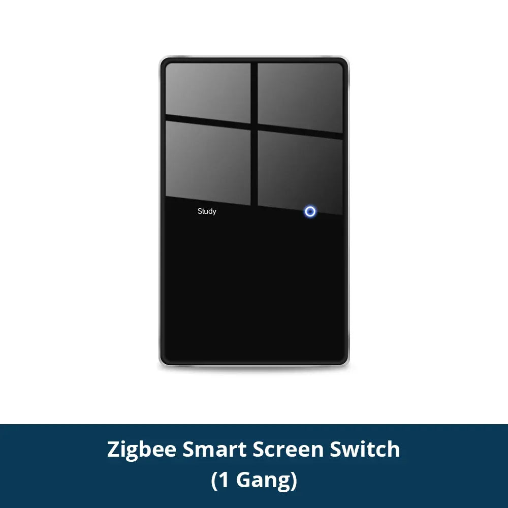 Zemismart Zigbee DIY Name Switch US Black Touch Panel Smart Display Screen Light Switch Work with Tuya Smart Life App