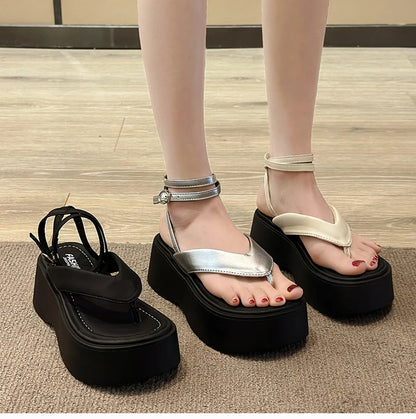 Summer Women Platform Wedges Heel Sandals Fashion Clip Toe Ladies Elegant Party Dress Gladiator Sandalias