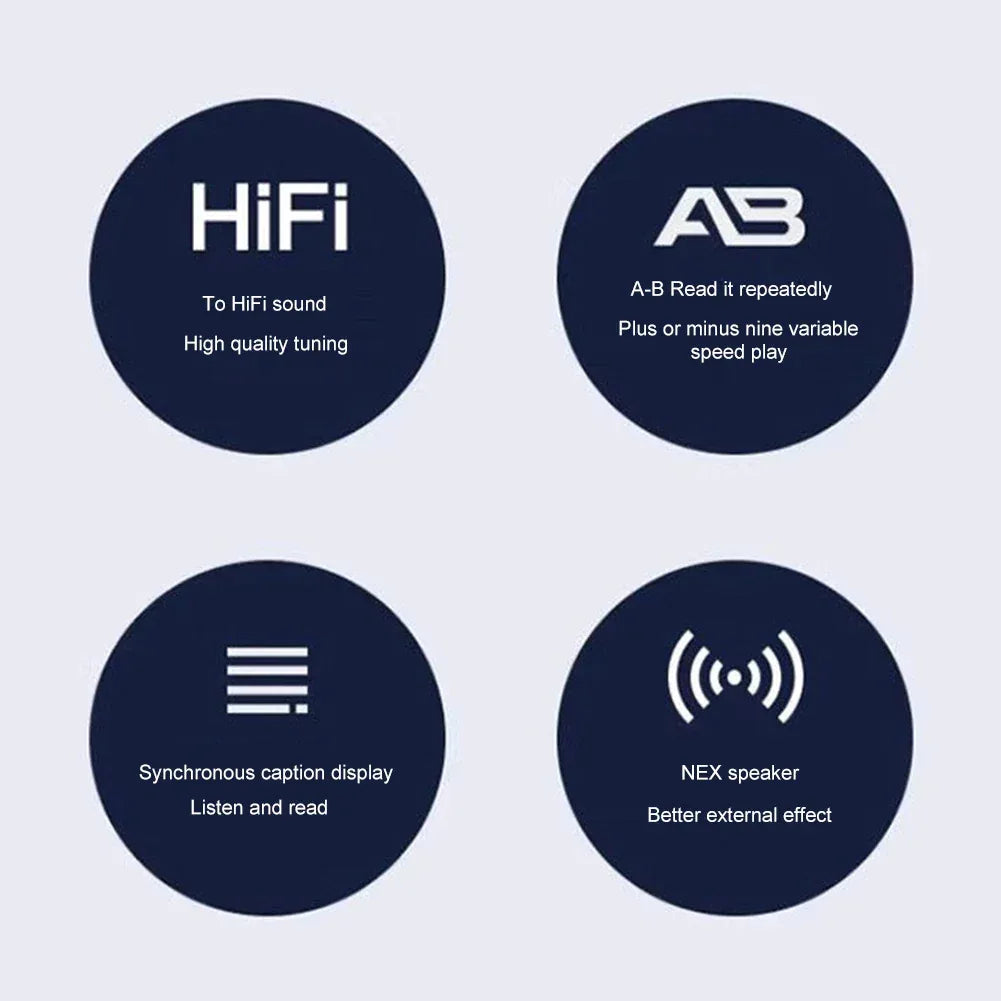 MP3 MP4 Player Full Touch Screen Lossless Music Player Bluetooth-Compatible HiFi MP4 Walkman with Speaker FM/E-book/Recorder