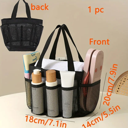 Mesh beach bag, one shoulder mesh shower, fitness, swimming bag, large capacity handheld travel cosmetics storage bag