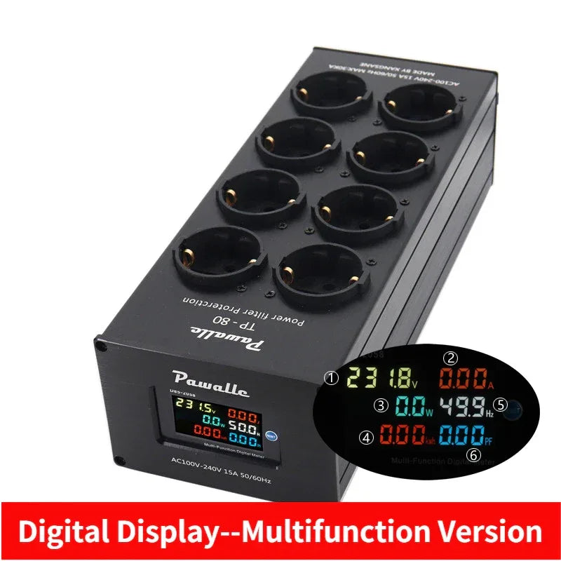 Pawalle Tp80 Audio Noise AC Power Filter Power Conditioner Power Purifier Surge Protection with EU Outlet Power Strip
