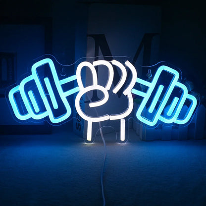 Barbell Fitness Gym Neon Sign Dumbbell LED Neon Ligh Wall Decoration For Workout Room Sport Club Weightlifting Christmas Gift