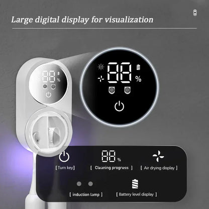 Intelligent wall mounted toothbrush holder, toothbrush holder disinfection device, toothbrush storage rack, with 2 brush slots